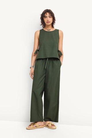 Parker Tank Top - Forest Cotton Poplin