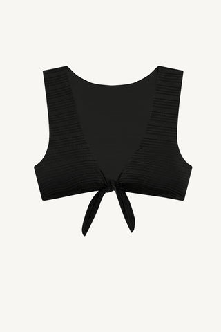 Cassia Crop Top - Black Seersucker Stripe