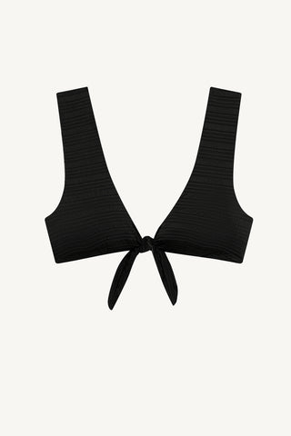 Cassia Crop Top - Black Seersucker Stripe