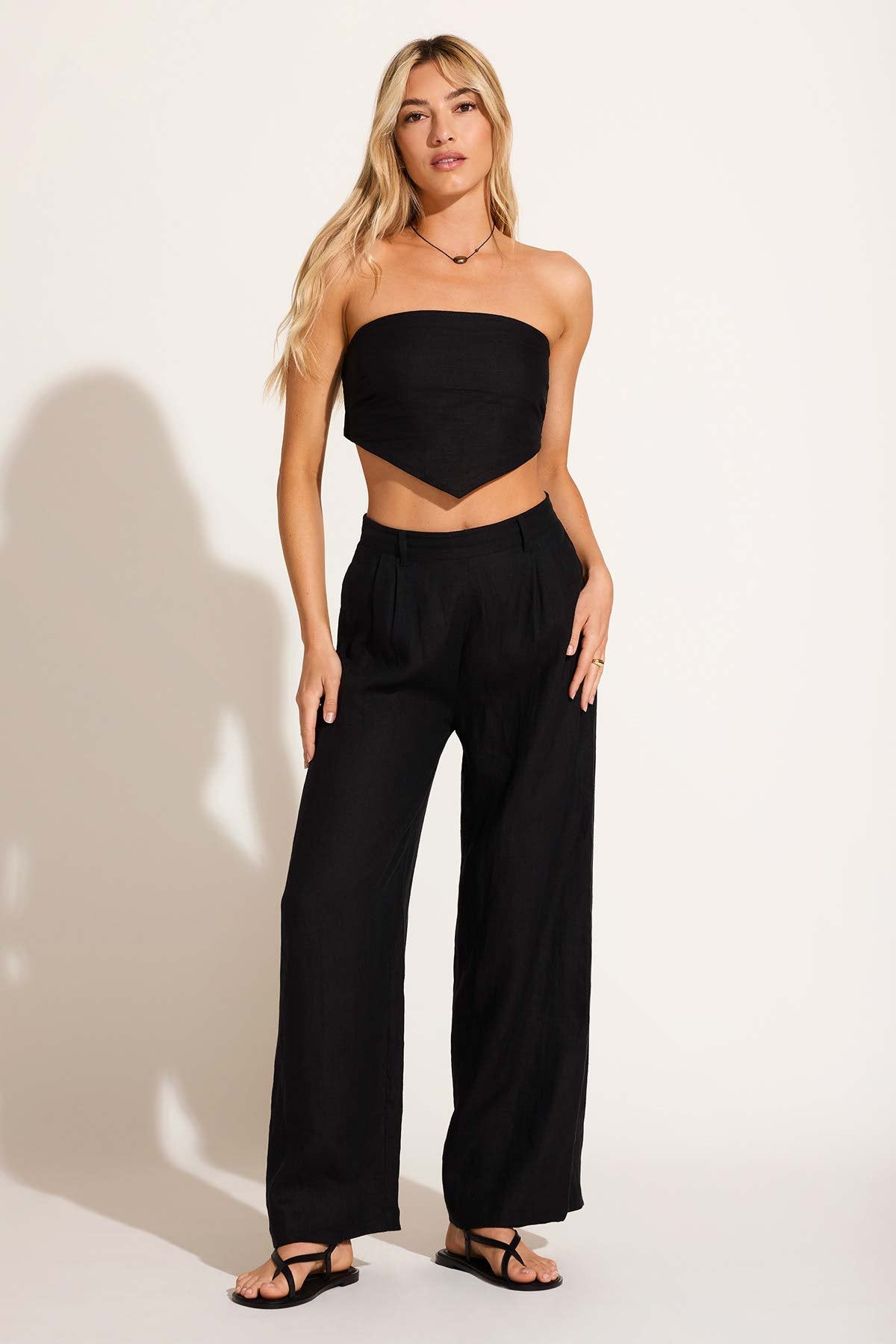 Joni Scarf Top - Black EcoLinen – Vitamin A