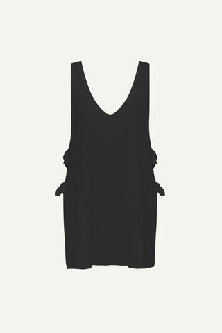 Riviera Mini Dress - Black Crinkle Linen