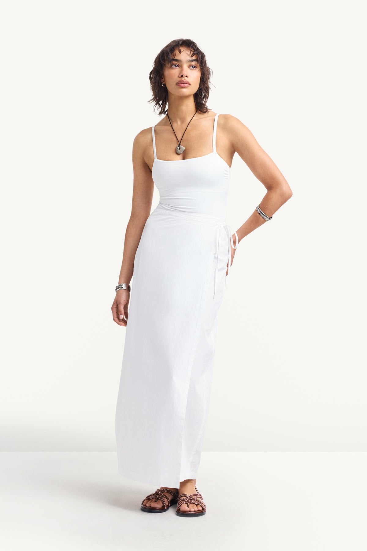 Vitamin A Willla Wrap Skirt White Cotton Poplin
