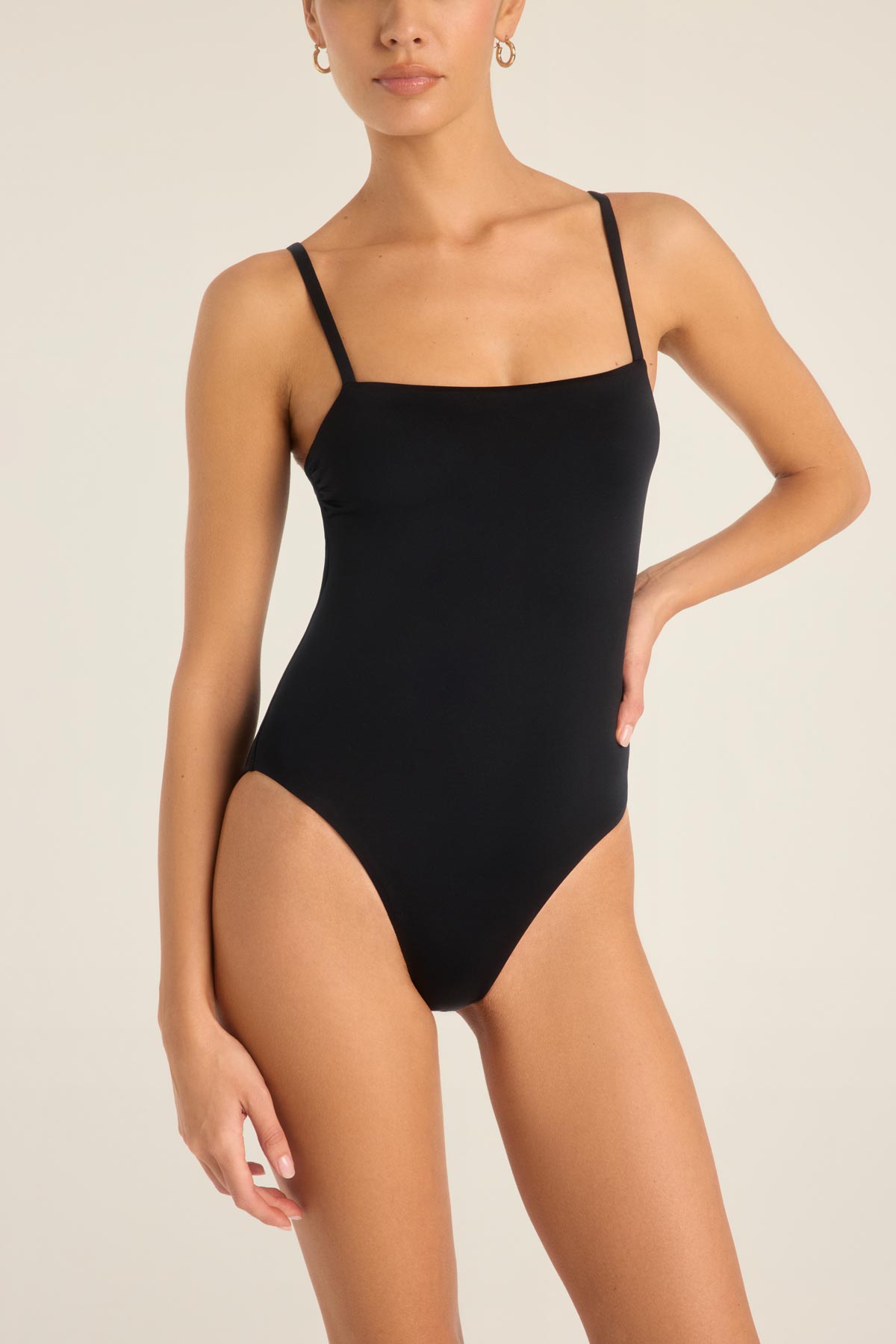 Vitamin A Jenna black EcoLux square neck one-piece swimsuit