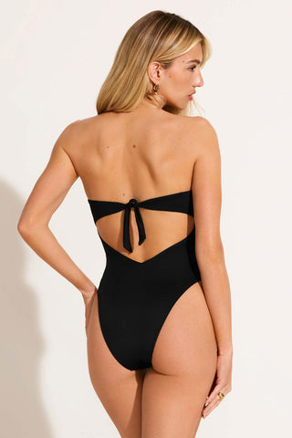 Mabel Underwire Bandeau One Piece - Black EcoLux