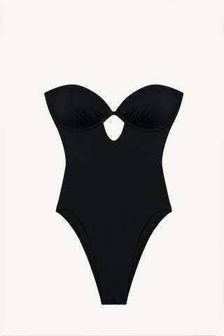 Mabel Underwire Bandeau One Piece - Black EcoLux