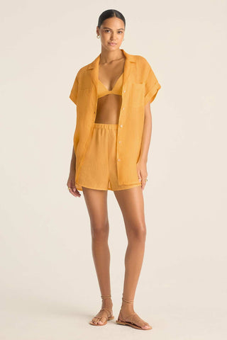 Playa Pocket Blouse - Creamsicle EcoLinen