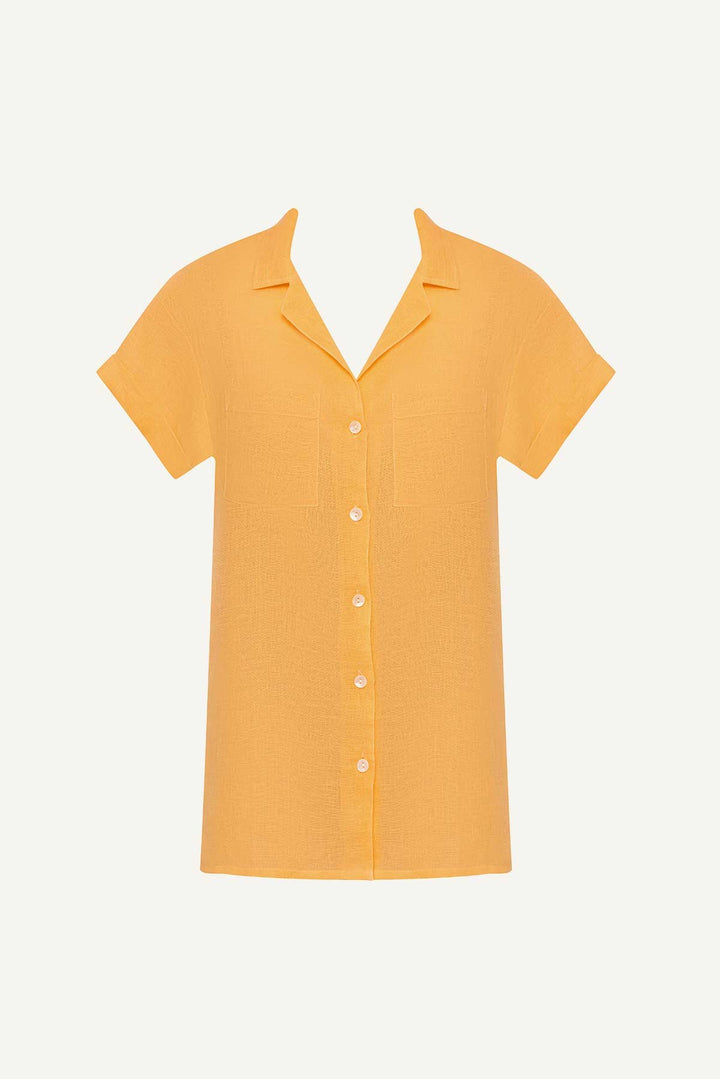 Playa Pocket Blouse in Creamsicle EcoLinen