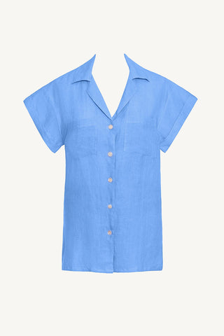 Playa Pocket Blouse - Dream Blue EcoLinen