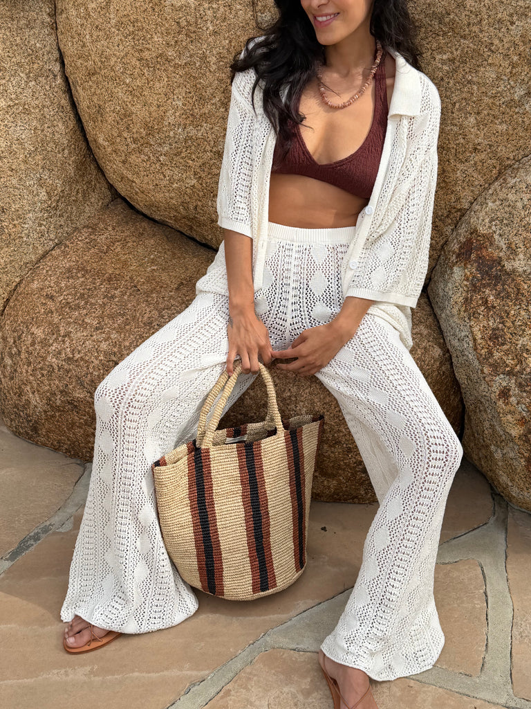 Vitamin A Avalon Tote Chocolate Brown Raffia