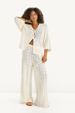 Marea Resort Shirt - Natural Marea Cotton Crochet