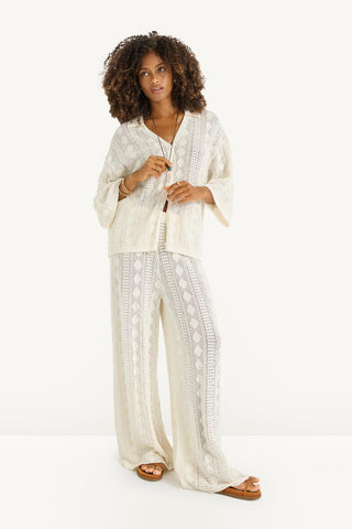 Marea Resort Shirt - Natural Marea Cotton Crochet