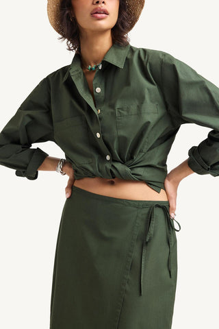 Willa Wrap Skirt - Forest Cotton Poplin