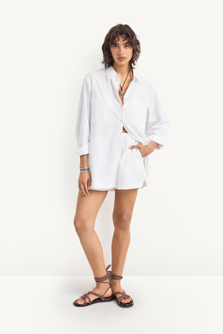 Nadia Shirt - White Cotton Poplin