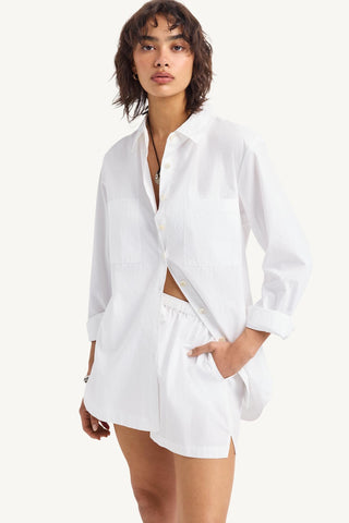 Nadia Shirt - White Cotton Poplin