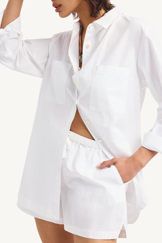 Nadia Shirt - White Cotton Poplin