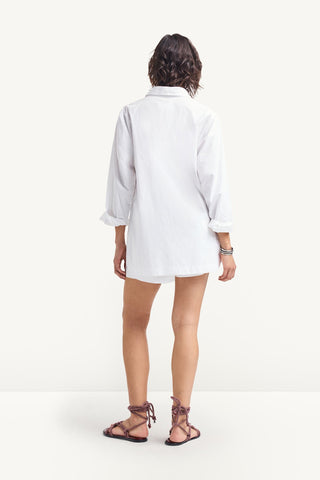 Nadia Shirt - White Cotton Poplin