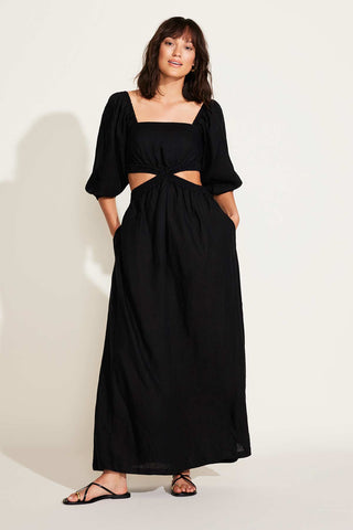 Cierra Cut Out Dress - Black EcoLinen