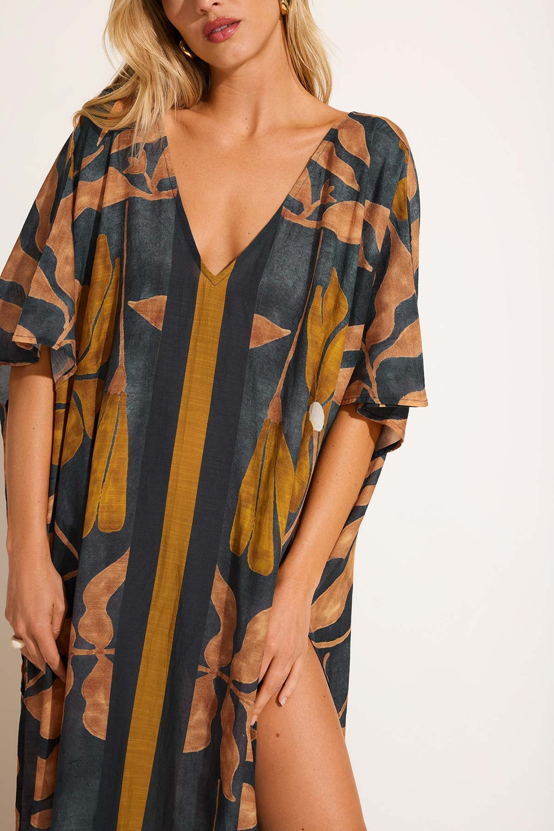 Cerise Caftan in Kelp Flower