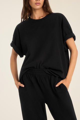 Coast Oversized Boyfriend Tee - Black Cotton Jersey