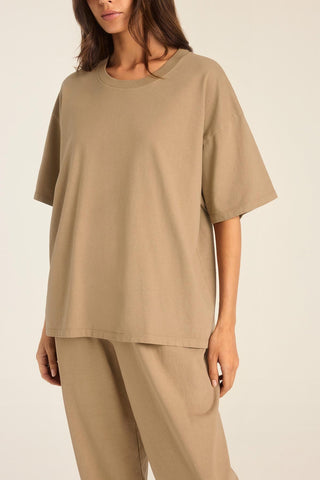 Coast Oversized Boyfriend Tee - Latte Cotton Jersey