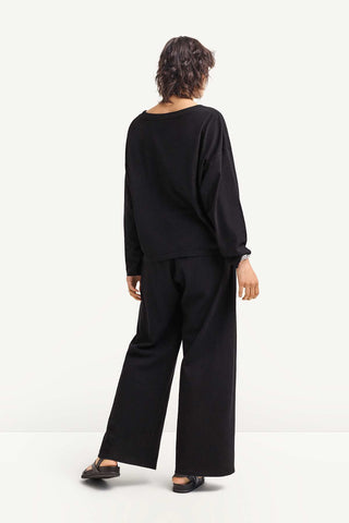 Coast Long Sleeve Crew Neck - Black Cotton Jersey