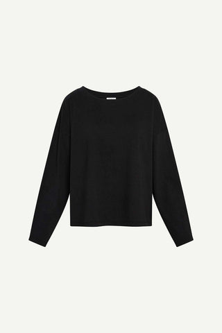 Coast Long Sleeve Crew Neck - Black Cotton Jersey