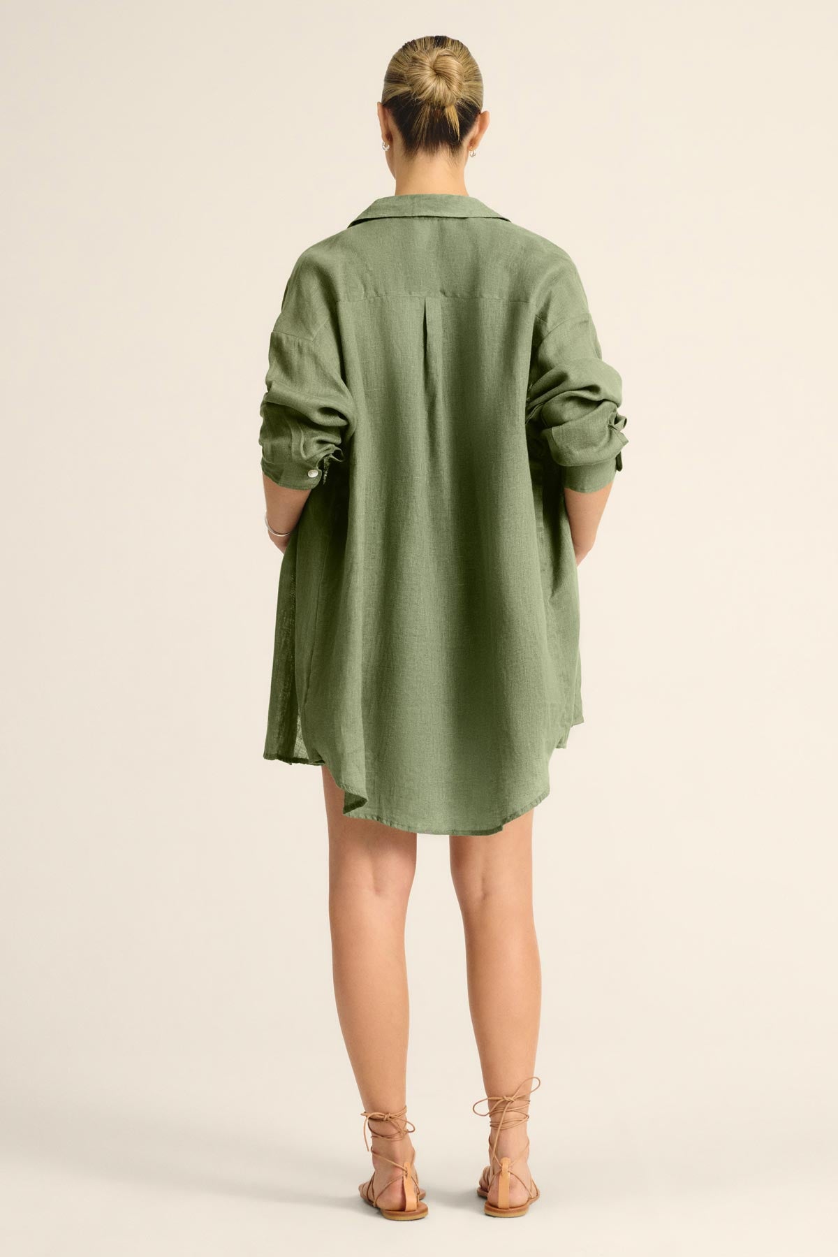 Vitamin A Playa Linen Boyfriend Shirt Agave EcoLinen