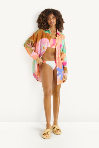 Playa Linen Boyfriend Shirt - In Bloom Colorblock EcoLinen