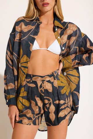The Getaway Short - Kelp Flower EcoLinen
