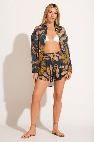 The Getaway Short - Kelp Flower EcoLinen