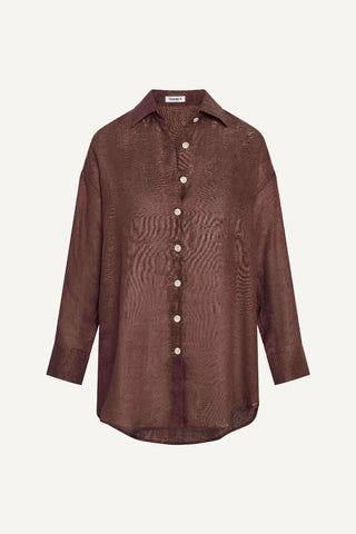 Playa Linen Boyfriend Shirt - Mocha EcoLinen