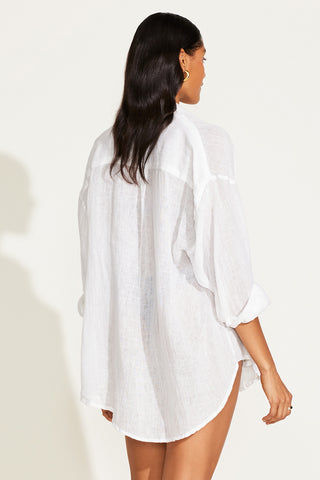 Playa Linen Boyfriend Shirt - White EcoLinen