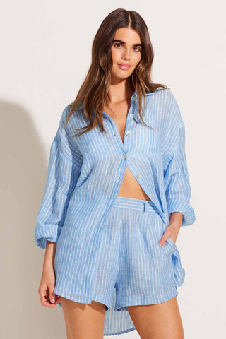 The Getaway Short - Summer Stripe EcoLinen