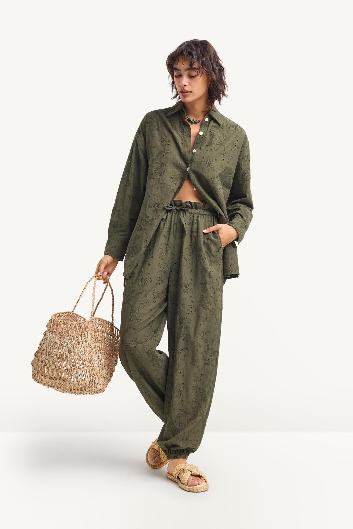 Vitamin A Faye Pant Olive Cotton