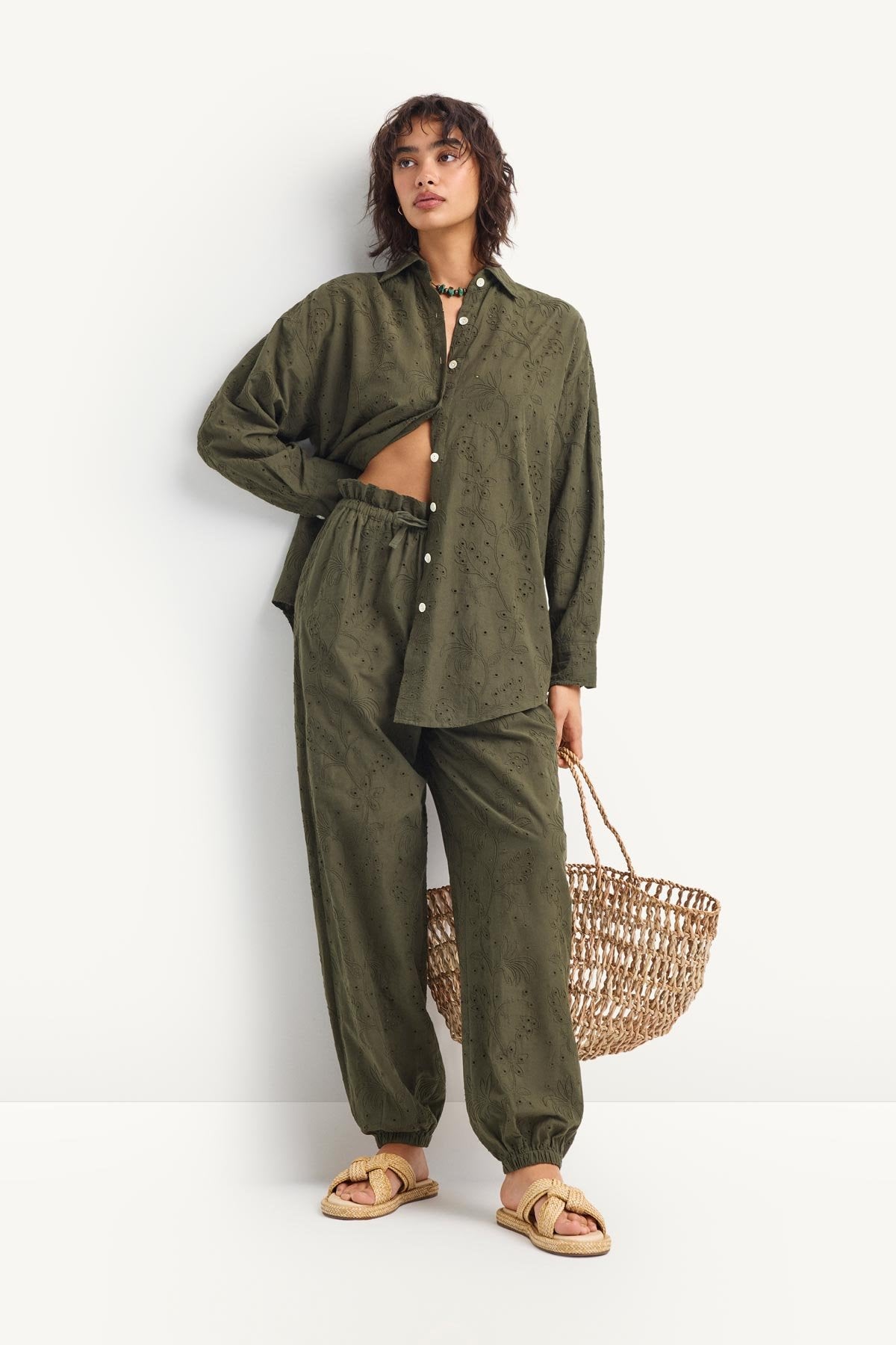Vitamin A Faye Pant Olive Cotton
