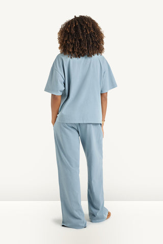 Coast Oversized Boyfriend Tee - Dusk Blue Cotton Jersey