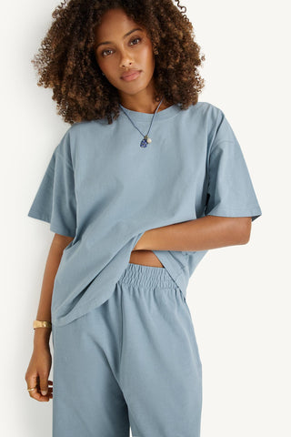 Coast Oversized Boyfriend Tee - Dusk Blue Cotton Jersey
