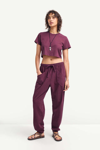 Coast Fitted Crop Shirt - Crushed Berry Cotton Jersey