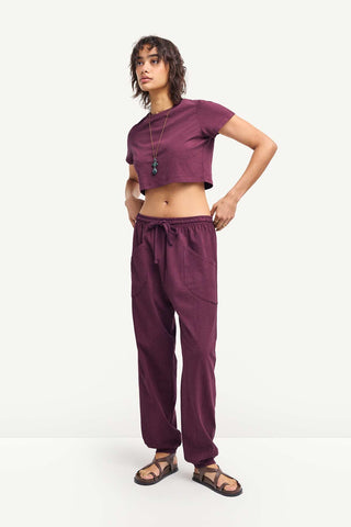 Coast Fitted Crop Shirt - Crushed Berry Cotton Jersey