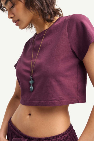 Coast Fitted Crop Shirt - Crushed Berry Cotton Jersey