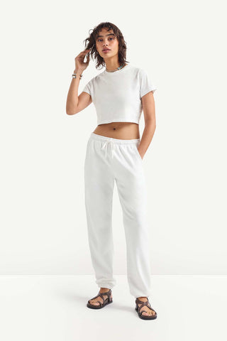 Coast Fitted Crop Shirt - White Cotton Jersey