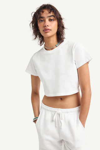 Coast Fitted Crop Shirt - White Cotton Jersey
