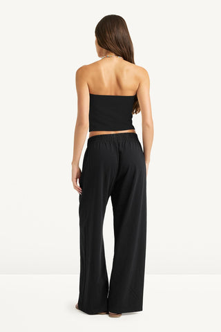 Daybreak Bandeau Top - Black Cotton Rib