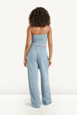 Daybreak Bandeau Top - Dusk Blue Cotton Rib