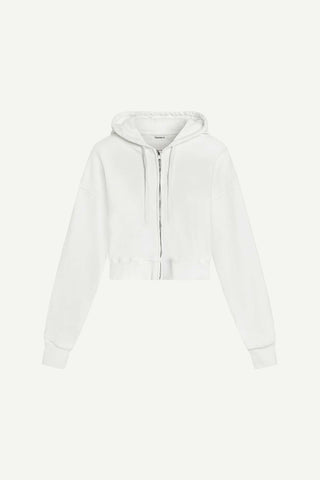 Dawn Crop Hoodie - White French Terry