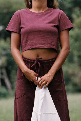 Coast Fitted Crop Shirt - Crushed Berry Cotton Jersey