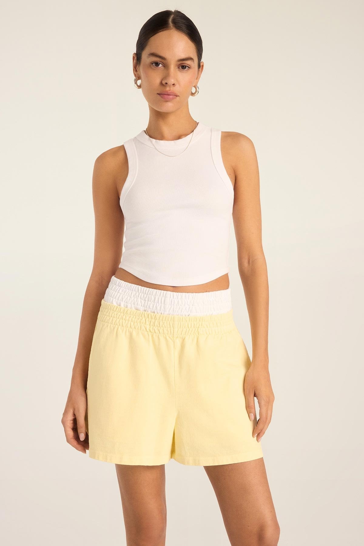 Daybreak Essential Crop Tank - White Cotton Rib – Vitamin A