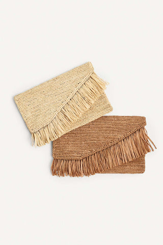 Paloma Clutch - Caramel Raffia