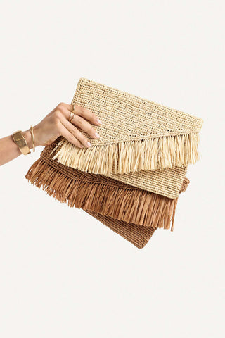 Paloma Clutch - Natural Raffia