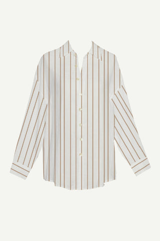 Playa Linen Boyfriend Shirt - Boardwalk Stripe EcoLinen